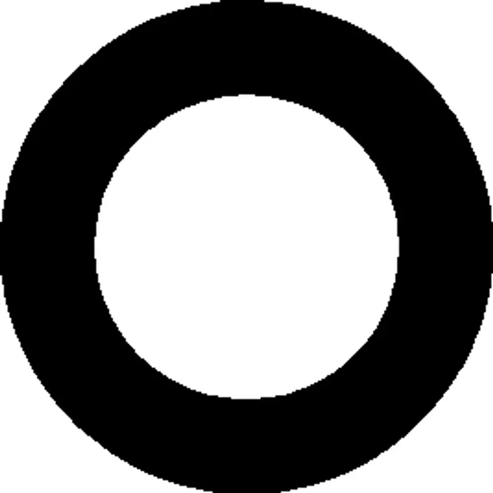 Schwarze runde Unterlegscheibe mit Loch in der Mitte, geeignet für Armaturen von Hansgrohe, zeigt eine einfache und funktionale Form.